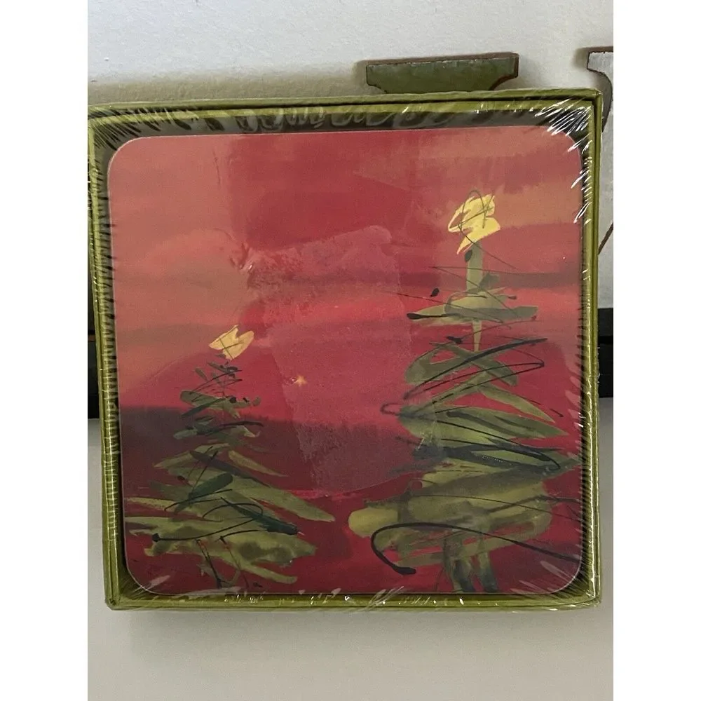 Rock Flower Paper 4 Coasters Abstract Cool Contemporary Christmas Tree 4